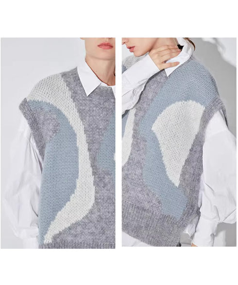 Wave Pattern Knit Vest